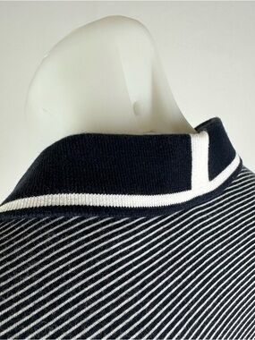 Ted Baker Color Block Navy and White Striped Polo